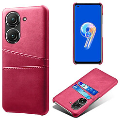 Coque en TPU + PU anti-chocs avec deux porte-cartes pour votre Asus Zenfone 9 5G - rose