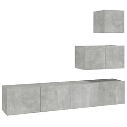 vidaXL Ensemble de meubles TV 4 pcs Gris béton Bois d'ingénierie