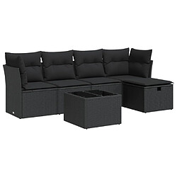 vidaXL Salon de jardin 6 pcs avec coussins noir résine tressée