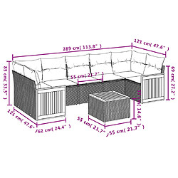 Avis vidaXL Salon de jardin 8 pcs avec coussins noir résine tressée