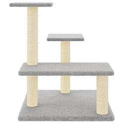 Helloshop26 Arbre à chat meuble tour grimper jouet grattage grattoir escalade plateforme avec griffoirs en sisal clair 61 cm gris 02_0022611