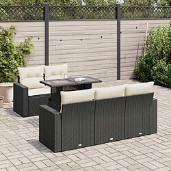 vidaXL Salon de jardin 6 pcs avec coussins noir résine tressée