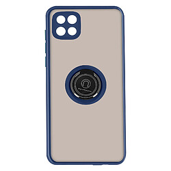 Avizar Coque Oppo A15 Bi-matière Bague Métallique Fonction Support bleu