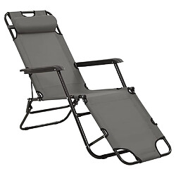 Avis vidaXL Chaises longues pliables 2 pcs avec repose-pied Acier Gris