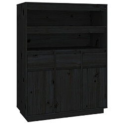 vidaXL Buffet haut Noir 89x40x116,5 cm Bois massif de pin