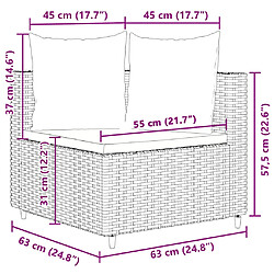 Acheter vidaXL Salon de jardin 10 pcs avec coussins marron résine tressée