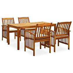 Maison Chic Mobilier à dîner 5 pcs de jardin avec coussins - Ensemble table et chaises d'extérieur - Salon/Mobilier de jardin classique Acacia solide -MN93207