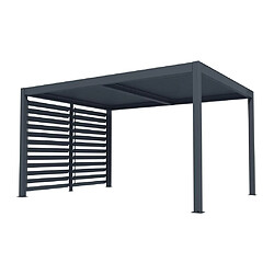 Avis Vente-Unique Pergola bioclimatique autoportante électrique anthracite en aluminium avec lames orientables et claustra 2,78 m - 12 m² - AMADORA