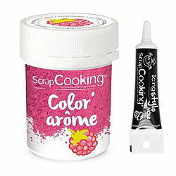 Scrapcooking Colorant alimentaire rose arôme framboise 10 g + Stylo glaçage noir