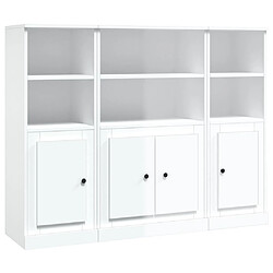 vidaXL Buffets 3 pcs blanc brillant bois d'ingénierie