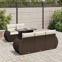 vidaXL Salon de jardin avec coussins 6 pcs marron résine tressée