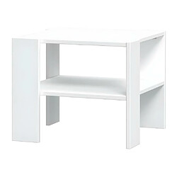 Vente-Unique Table basse PILVI 2 Plateaux - Style contemporain - Particules mélaminé - Décor Blanc - L 55 x P 55 x H 45 cm pas cher