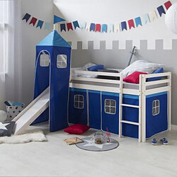 Acheter Homestyle4U Lit avec toboggan et tour - bleu avec sommier