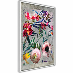 Paris Prix Affiche Murale Encadrée Scattered Flowers 20 x 30 cm Blanc