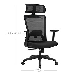 Acheter Helloshop26 Fauteuil siège chaise de bureau en toile chaise ergonomique siège pivotant avec cintre pour manteau dossier inclinable jusqu'à 110° hauteur réglable noir 12_0001406