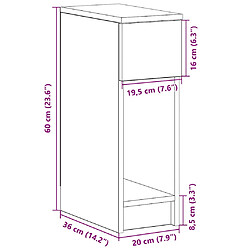 vidaXL Table de chevet avec tiroir vieux bois 20x36x60 cm pas cher