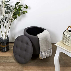 The Home Deco Factory Pouf coffre rond pieds en bois Eleonor Gris. pas cher