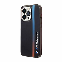 Coque de téléphone BMW pour iPhone 14 Pro en noir IML bande fondue tricolore, anti-rayures PC/TPU, coque rigide confortable et durable avec ports accessibles, absorption des chocs et logo signature