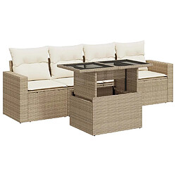 vidaXL Salon de jardin avec coussins 5 pcs beige résine tressée