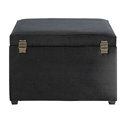 Avis Pegane Coffre de rangement en velours coloris noir et bois -longueur 58 x profondeur 39 x hauteur 42 cm