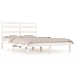 Maison Chic Lit adulte - Lit simple Cadre de lit,Structure du lit Contemporain Blanc Bois de pin massif 120x200 cm -MN29421