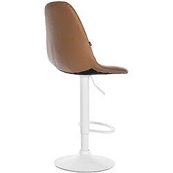 Decoshop26 Tabouret de bar x1 avec repose-pieds hauteur réglable pivotant assise en PVC marron clair cadre métallique blanc 10_0004836