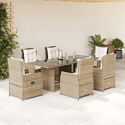 vidaXL Ensemble à manger de jardin et coussins 7 pcs beige poly rotin