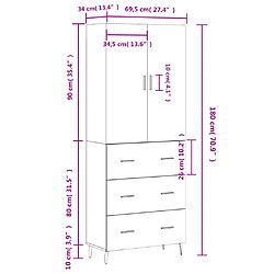 vidaXL Buffet haut Chêne fumé 69,5x34x180 cm Bois d'ingénierie pas cher