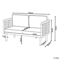Beliani Canapé de jardin 2 places en bois d'acacia avec coussins beige clair BARATTI