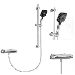 2PCS LONHEO MAX Élégant Ensemble de Douche avec Etagère et Douchette à Main 3 Fonctions, Chromé Colonne de Douche Thermostatique avec 38°C Mitigeur