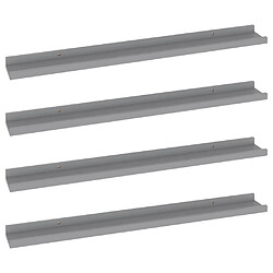 vidaXL Étagères murales 4 pcs Gris 80x9x3 cm