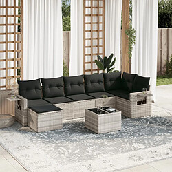 vidaXL Salon de jardin 8 pcs avec coussins gris clair résine tressée