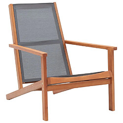 Maison Chic Chaise de jardin - Fauteuil d'extérieur Gris Bois d'eucalyptus solide et textilène -MN87773