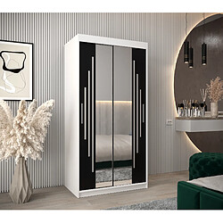 Abiks Meble Armoire YORK 1 À Portes Coulissantes 200/100/62 2 Portes (Blanc/Noir)