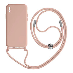 Avizar Coque Cordon iPhone X et XS Semi-rigide Lanière Tour du Cou 80cm rose