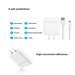 Wewoo Pour Smartphones & Tablettes Banque blanc de puissance et ampère Oreillette Bluetooth avec câble de charge Micro USB vers USB, 100-240 V de large, prise US Chargeur de port USB simple Huawei rapide 9V2A / 5V2A pas cher