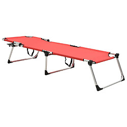 vidaXL Chaise longue pliable extra haute pour seniors Rouge Aluminium