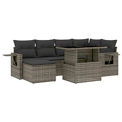 vidaXL Salon de jardin avec coussins 7 pcs gris résine tressée