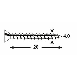 Connex KL3214020 Vis pour panneaux de particules 4 x 20 mm, galvanisés, tx six lobes internes, 1000 g, Multicolore