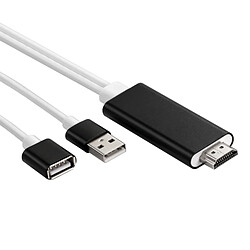 Wewoo Pour iPhone / iPad / noir Galaxy / Huawei / Xiaomi / LG / HTC / Meizu et Autres Smartphones S8 USB 2.0 Mâle + USB 2.0 Femelle à HDMI 1.4 HDTV Câble Adaptateur AV,