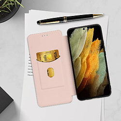 Acheter Avizar Housse Galaxy S21 Ultra Clapet Porte-carte Dragonne Effet Carbone rose champagne