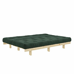 Avis Inside 75 Banquette convertible futon LEAN pin coloris algue couchage 130x190 cm.