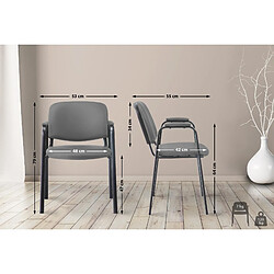 Decoshop26 Chaise visiteur avec accoudoirs intégrés zone d'attente en PVC gris piètement à 4 pieds en métal noir 10_0003377