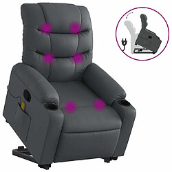 Maison Chic Fauteuil Relax pour salon, Fauteuil inclinable de massage Gris Similicuir -GKD79238