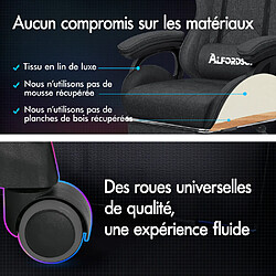 ALFORDSON Chaise Gaming avec Chaise Bureau de Massage Lombaire à 2 Points Tissu Lin Noir pas cher