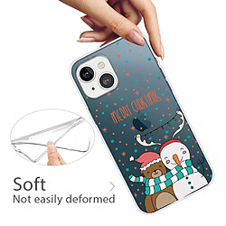 Coque en TPU antichoc, motif de Noël, antichute pour votre iPhone 14 Plus - Bonhomme de neige et ours