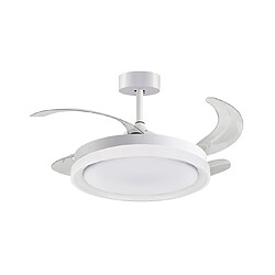 KIGALI MINI ventilateur de plafond blanc/blanc 4 pales escamotables 48W LED 3000|4000|6000K H35xP.91/40cm