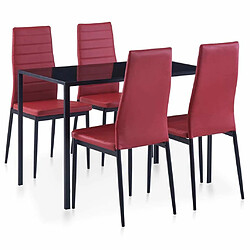 Maison Chic Salon de jardin de salle à manger 5 pcs,Table et Chaises d'extérieur,Mobilier de jardin Rouge bordeaux -MN55436