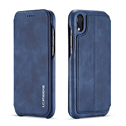 Wewoo Coque Pour iPhone XR Hon Ancient Series Etui en cuir avec fentes support et porte-cartes bleu