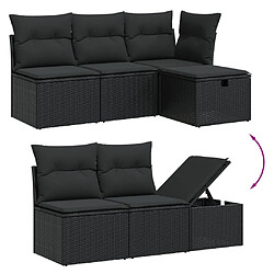 Avis vidaXL Salon de jardin 6 pcs avec coussins noir résine tressée